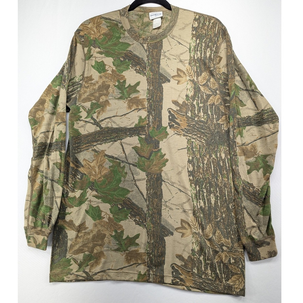 Duofold Mens Large Long Sleeve Real Tree Camo Thermal Shirt Made in‎ USA Brown